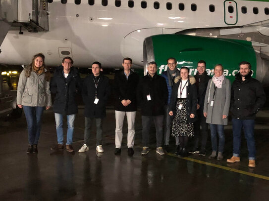 Picture of the chair team at the Friedrichshafen airport at the intern Christmas party 2018