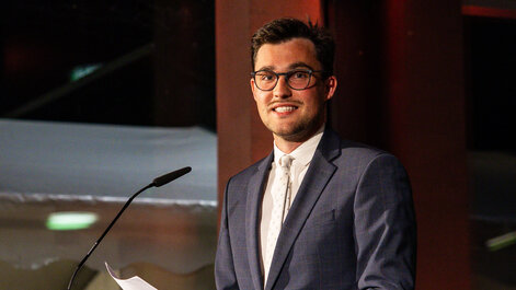 Alumnus Andreas Evers during his speech.
