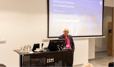 Prof. Dr. Josef Wieland at the Relational Economics Conference at ISM University. Prof. Dr. Josef Wieland at the Relational Economics Conference at ISM University.