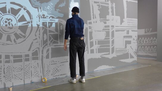 Environment of Kateřina Šedá | painting action of ZU students | workshop with students of ZUŠ HRANICE school